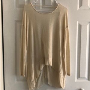 Express one eleven cream twist back light sweater